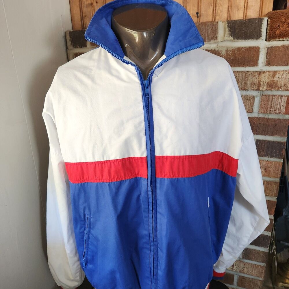 Christian Dior Monsieur Track Jacket  Size L Red White Blue Full Zip Vintage 80s